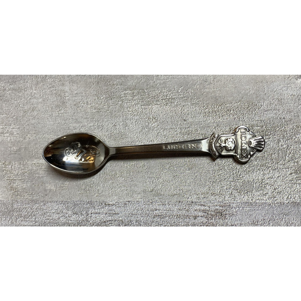 Rolex Lucerne Switzerland Souvenir Spoon Silver Tone Crest Crown Logo Emblem